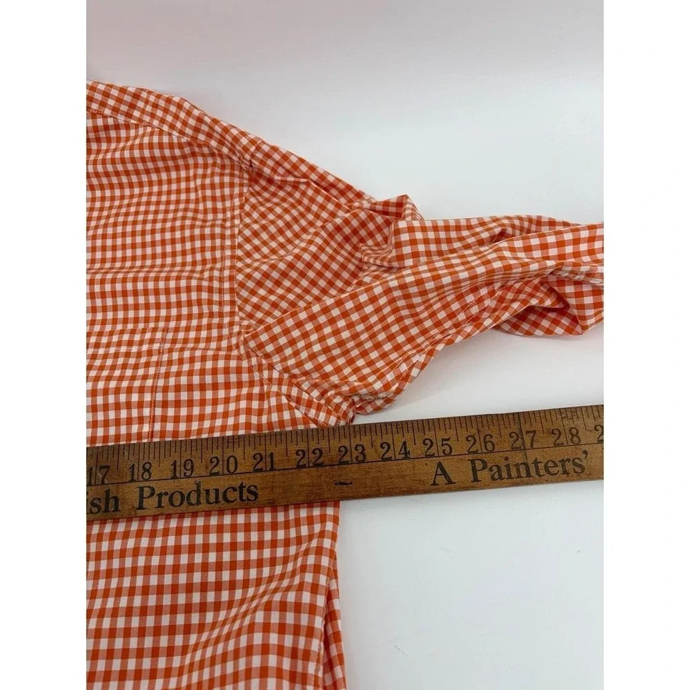 Banana Republic Orange Gingham Cotton Long Sleeve Button-Up Shirt, Men's Size XL